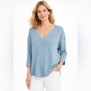 Chicos Baby Blue Blue V-Neck Sweater. EUC